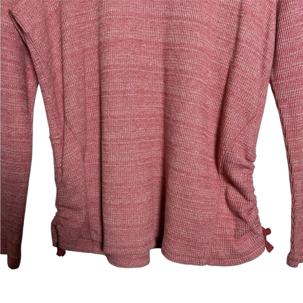 J Jill Pullover Womens Large Cotton Heather Pink Waffle Cowl Neck Knit Side Tie - Picture 4 of 11